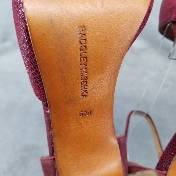 Badgley Mischka Shoes Womens 6 Red Suede Dancing Ankle Strap Heels Rockabilly - Picture 8 of 12